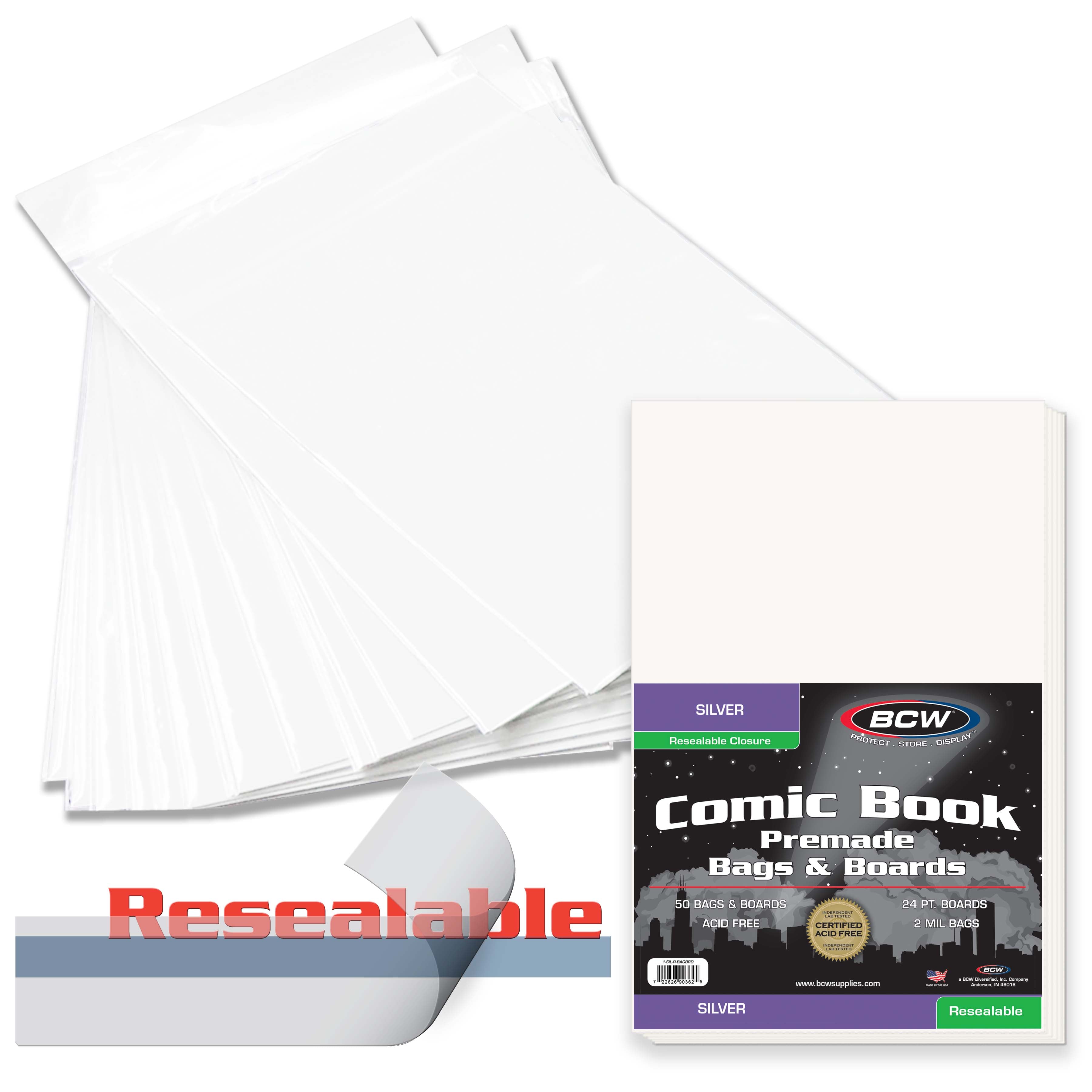 BCW Premade® Resealable Silver Comic Bag and Board