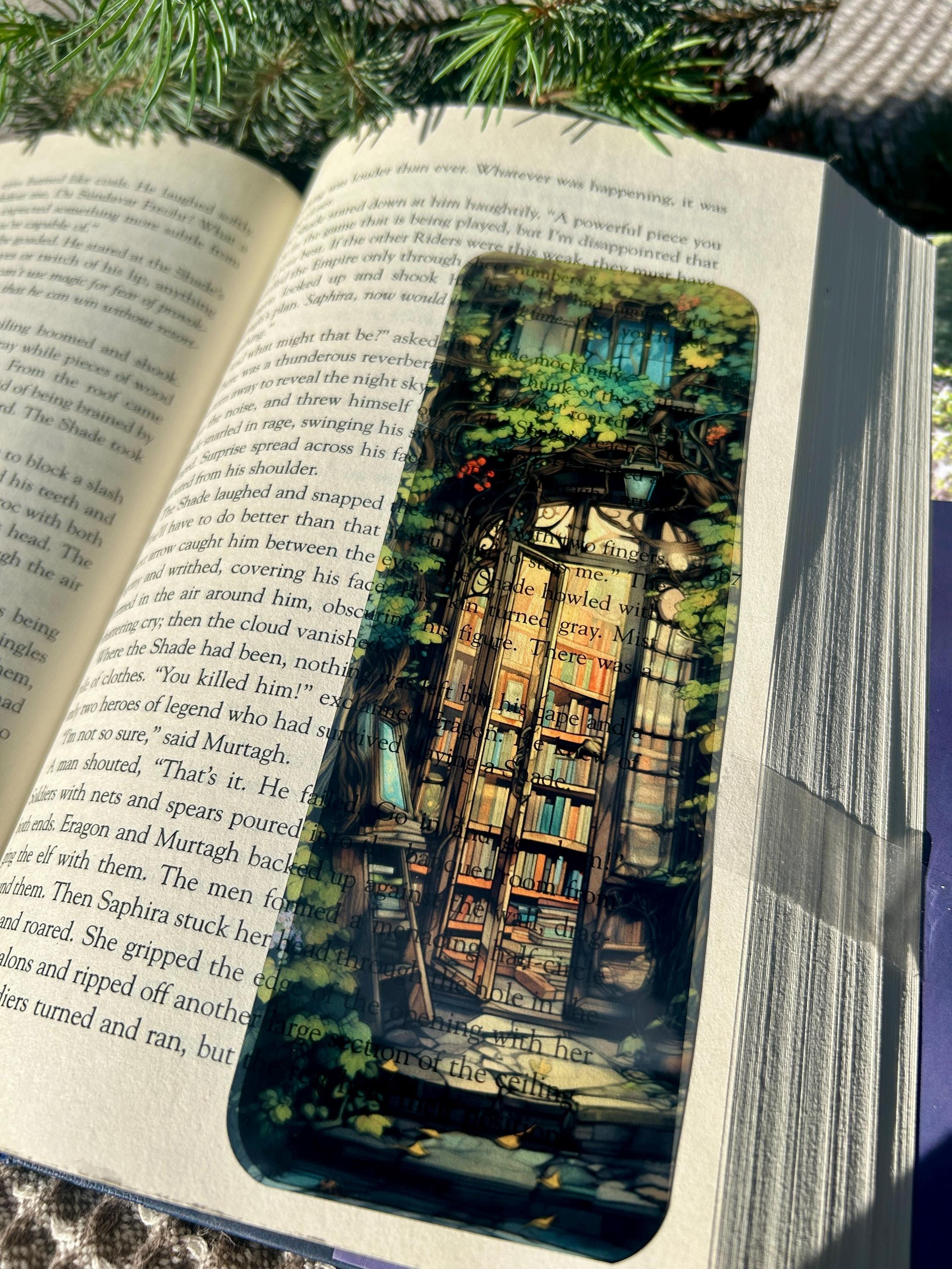 Fantasy Secret Library Bookmark for Book Lovers | Handmade Magical Bookshelf Bookmark | Gift for Readers, Enchanted Garden Book Mark
