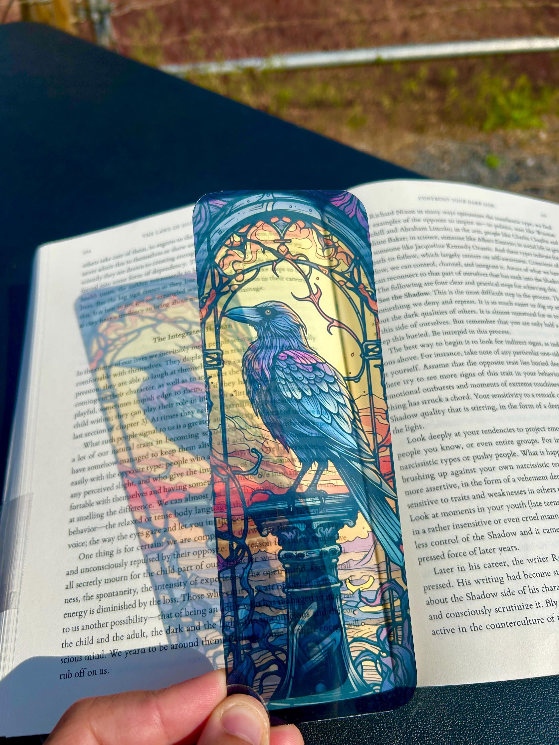 Dark Raven Bookmark – Gothic Bird in Flight Fantasy Art for Dark Fiction Readers, Myth Lovers