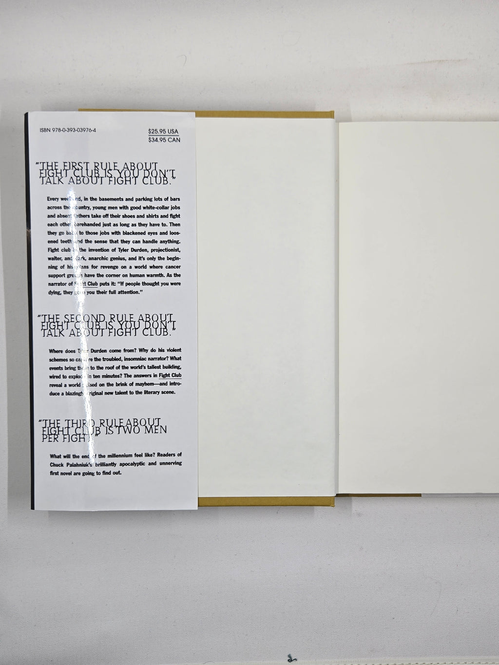 Fight Club (1996 First Edition Hardcover) by Chuck Palahniuk - Preowned